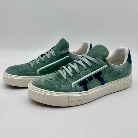 Salvatore Ferragamo Other - Salvatore Feragamo Suede Gancini Sneakers Leather Trim Designer Shoes